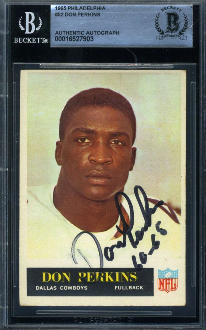 Don Perkins Beckett BAS Signed 1965 Philadelphia Autograph