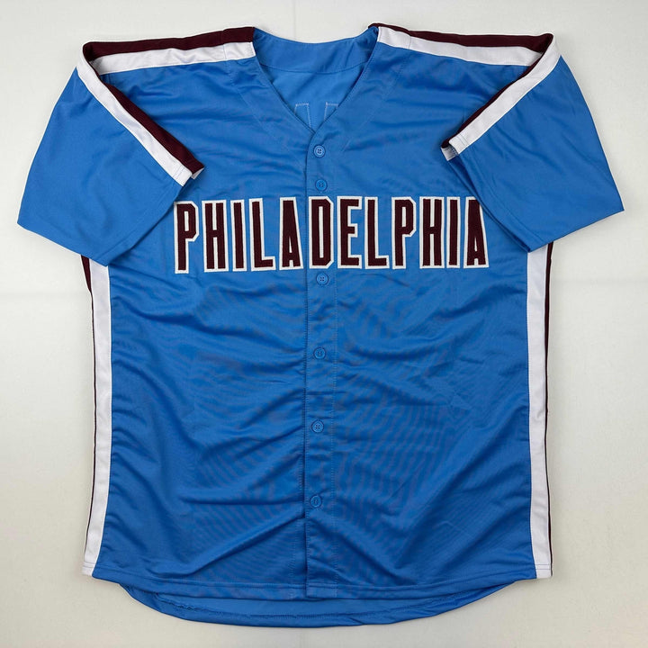 Facsimile Autographed Mike Schmidt Philadelphia Blue Reprint Auto Jersey XL