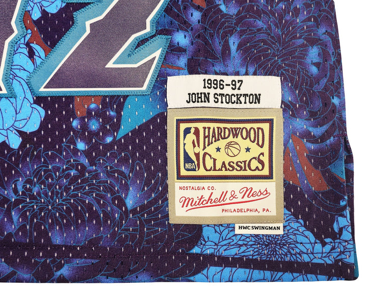 Jazz John Stockton Auto Purple Mitchell Ness 96 Swingman Asian Heritage Jersey L