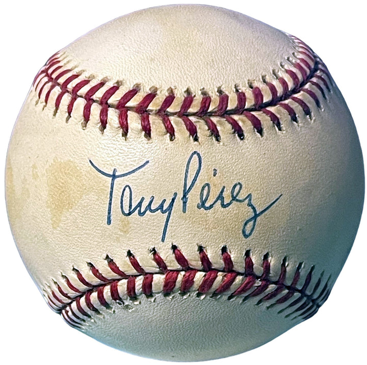 Tony Perez signed Official Rawlings RONL National League Baseball toned Reds COA
