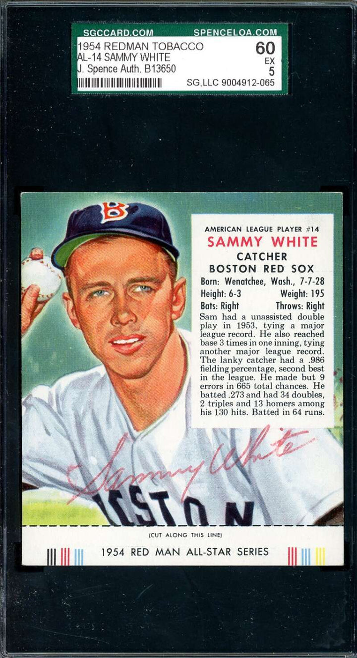 Sammy White JSA SGC Coa Signed 1954 Red Man Tobacco With Tab Autograph