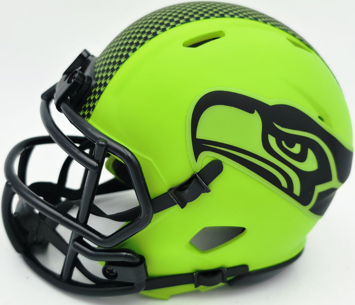 AJ Barner Signed Seattle Seahawks Rave Green Speed Mini Helmet Beckett Witness