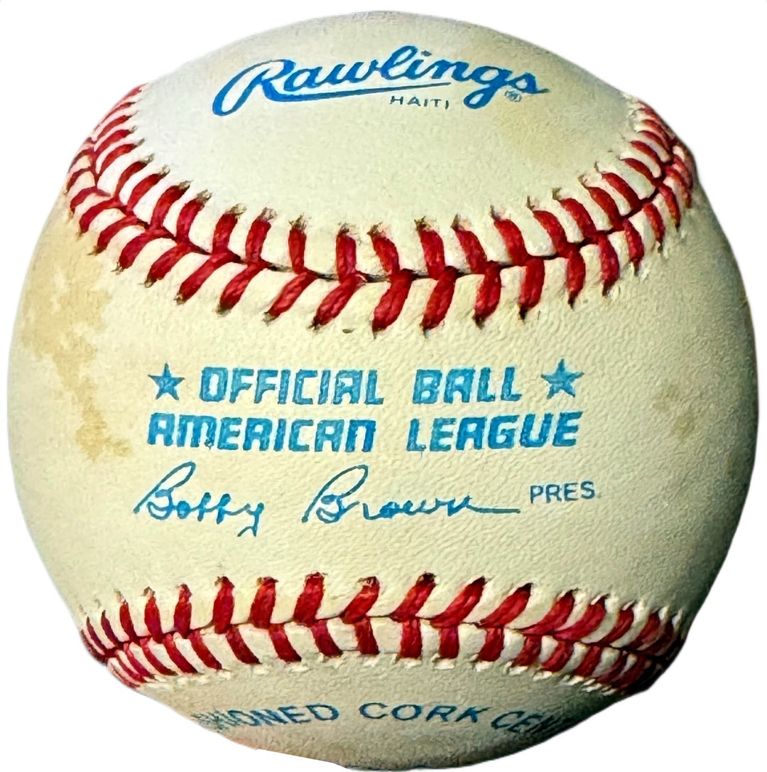 Whitey Ford signed Rawlings Official American League Baseball toned - COA (HOF)