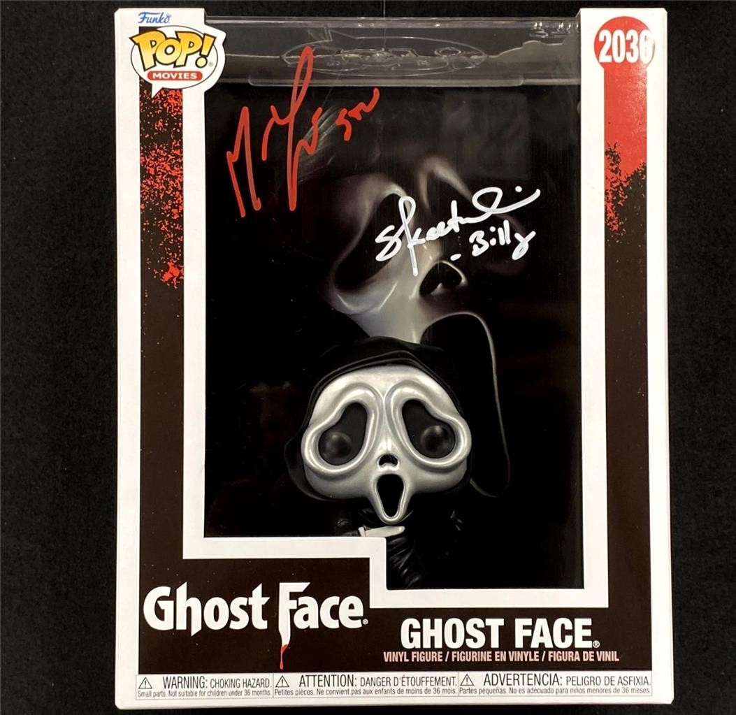 Matthew Lillard Stu & Skeet Ulrich Billy signed Ghost Face Funko Pop VHS ~ BAS