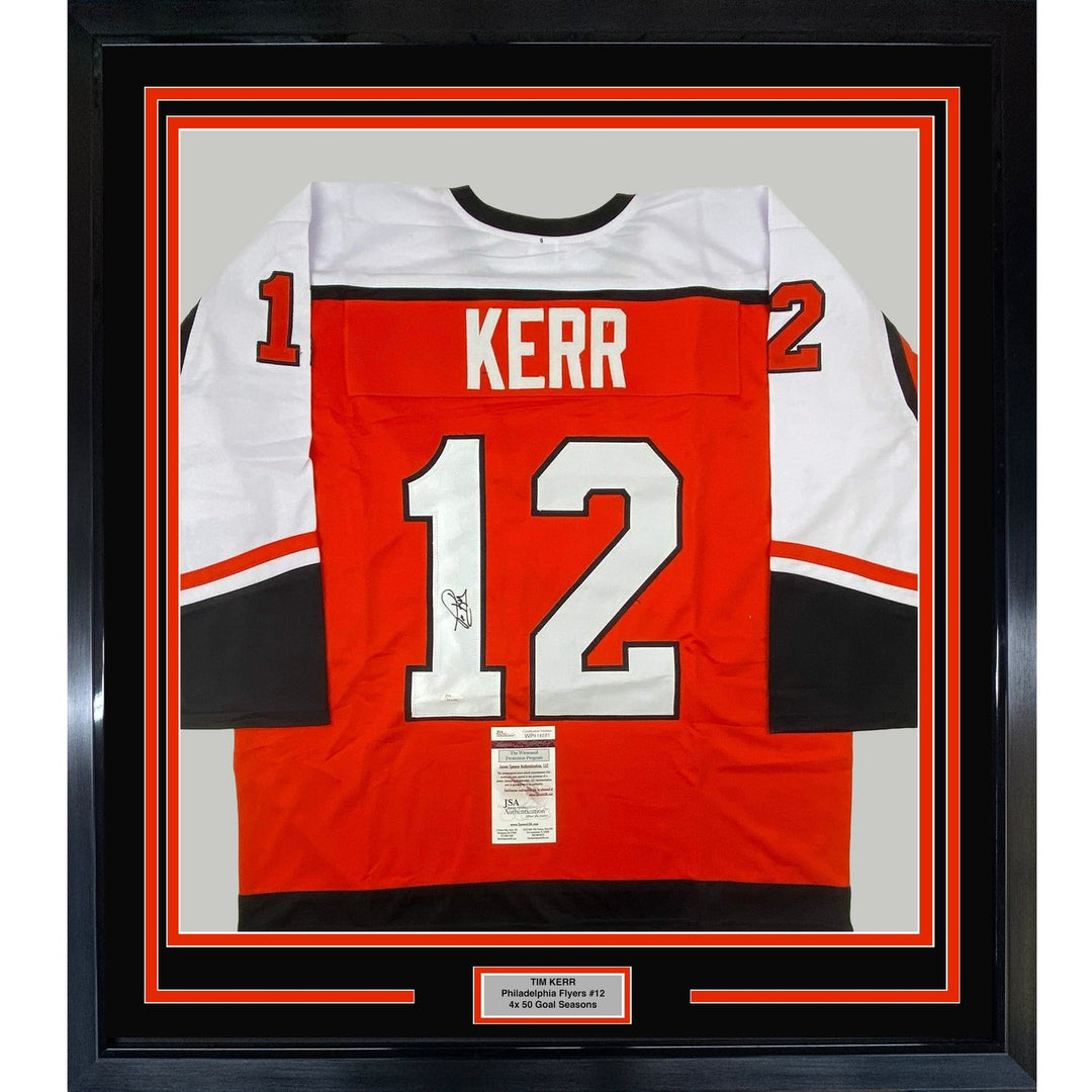 FRAMED Signed TIM KERR 35x39 Philadelphia Orange Jersey JSA COA Auto