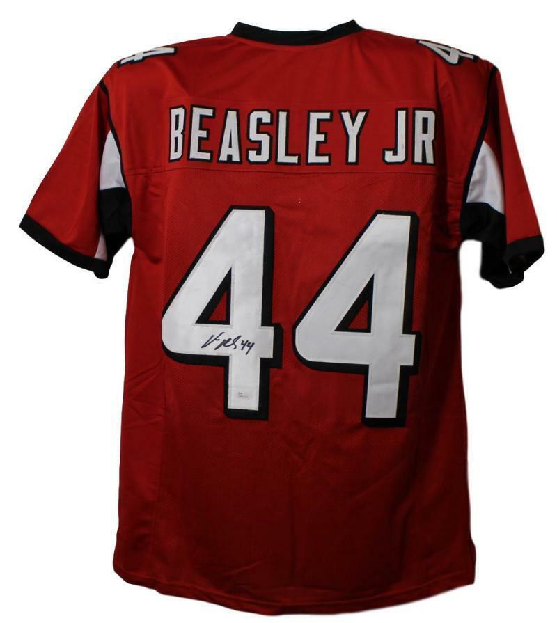 Vic Beasley Autographed/Signed Pro Style XL Red Jersey JSA 21904