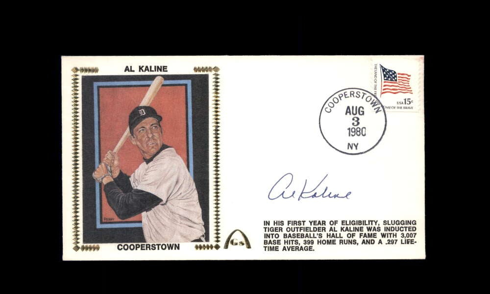 Al Kaline PSA DNA Signed 1980 First Day Cover Cache FDC Cooperstown Autograph
