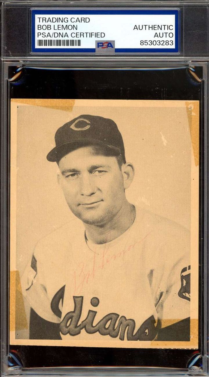 Bob Lemon PSA DNA Vintage Signed Rare 1952 Num Num Indians Autograph