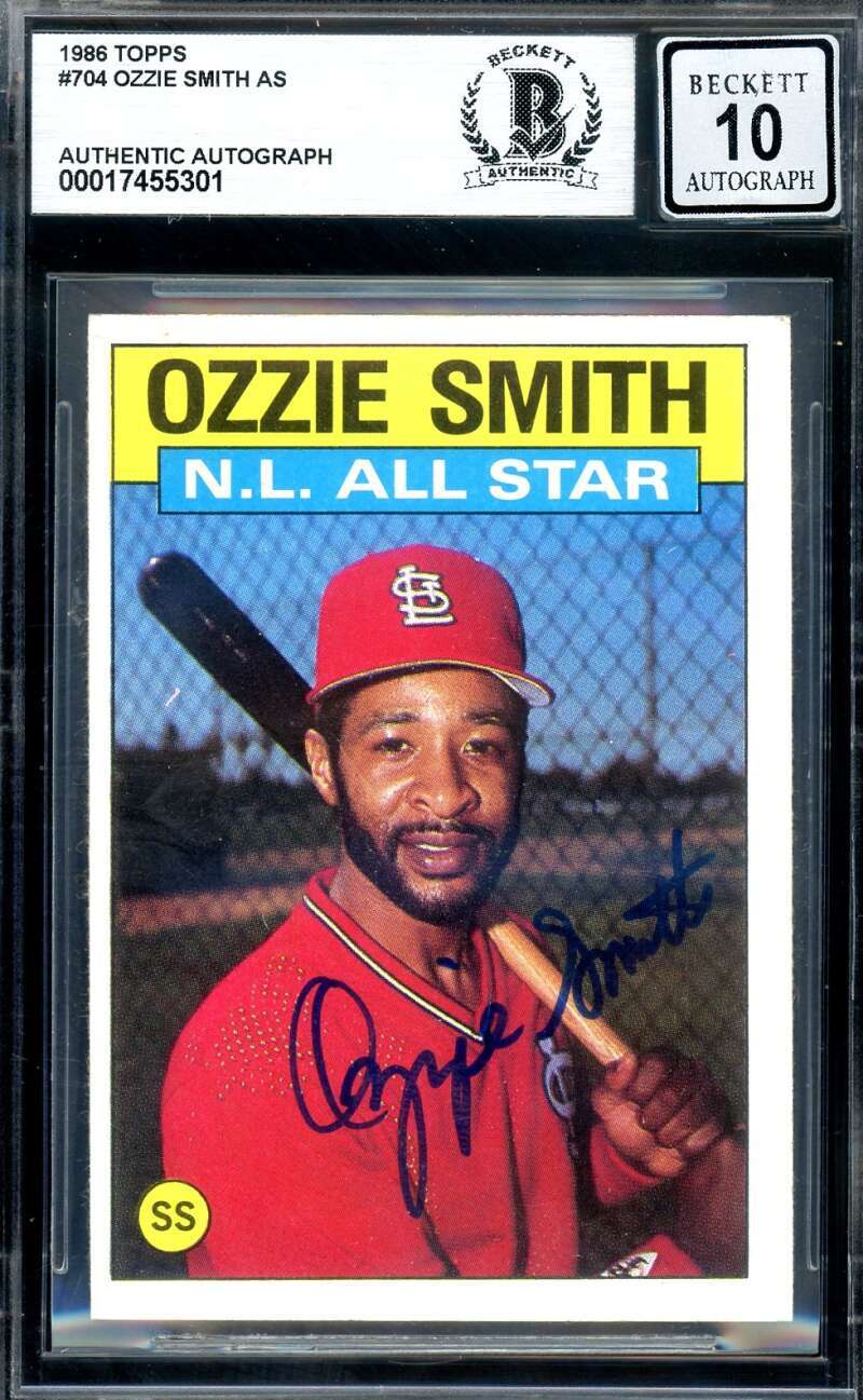 Ozzie Smith Gem Mint 10 Beckett BAS Signed 1986 Topps Autograph