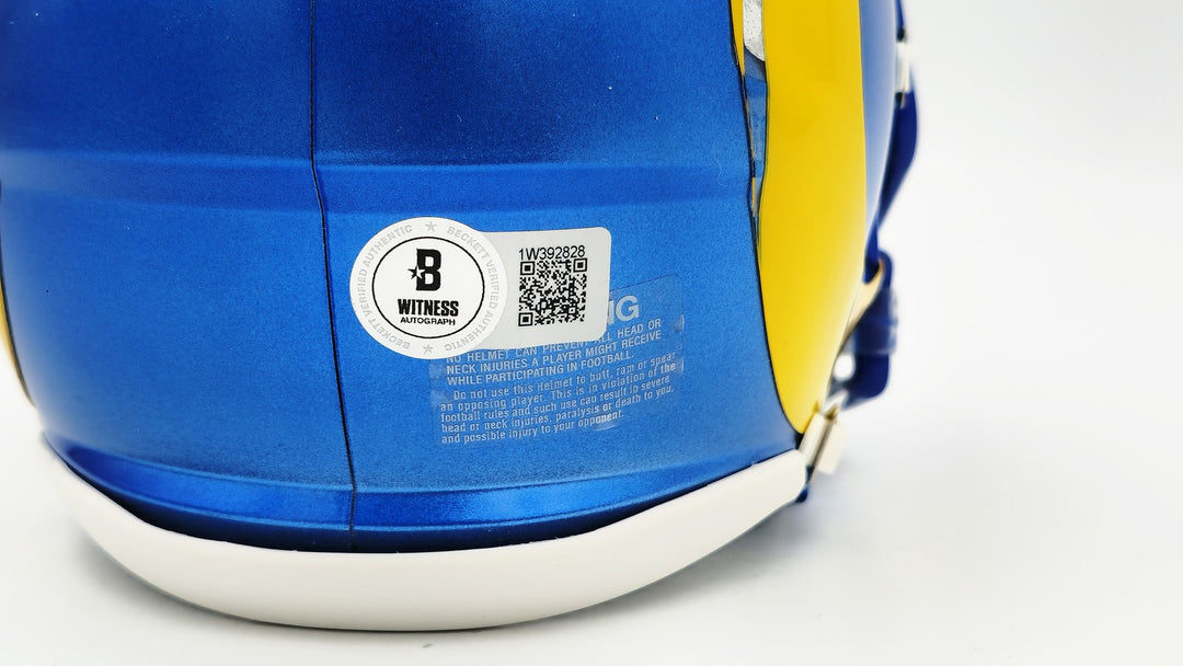 Aaron Donald Auto Signed Los Angeles Rams Blue Speed Mini Helmet Beckett Witness
