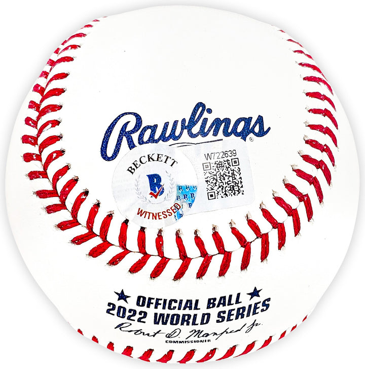 Cristian Javier Signed 2022 WS Logo MLB Baseball Astros Beckett Wit