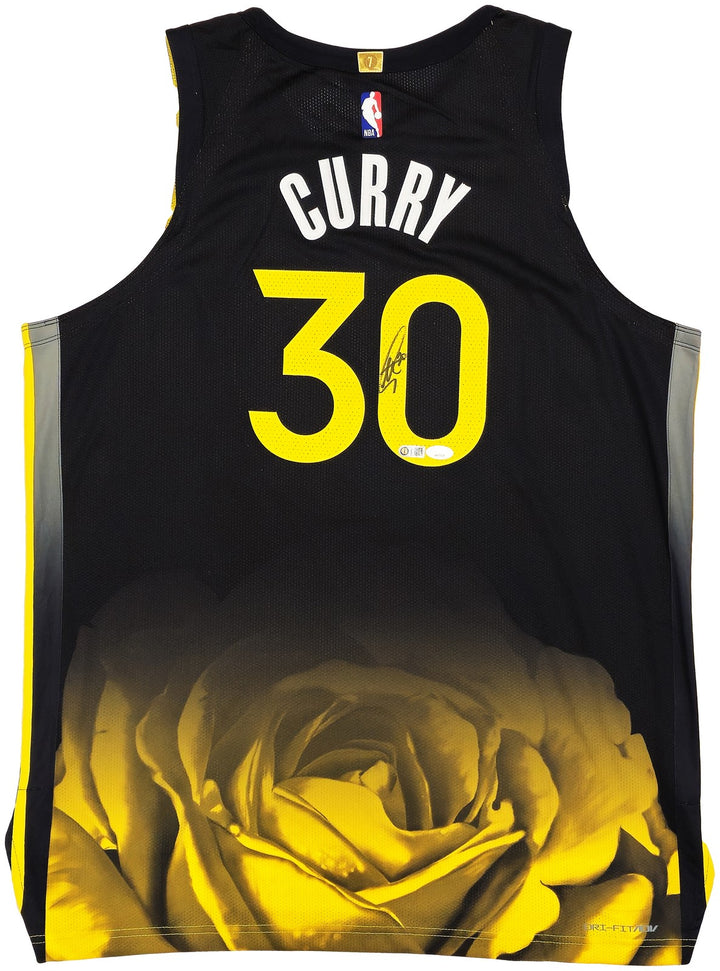 Warriors Stephen Curry Signed Black Nike City Edition Jersey Size 52+2 JSA