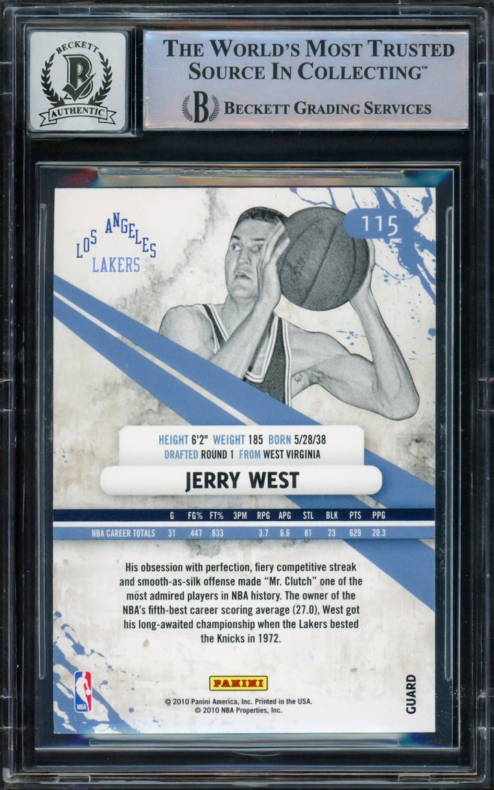 Jerry West Auto 2010-11 Rookies Stars Longevity Card 115 Card Lakers Sig 10 BAS