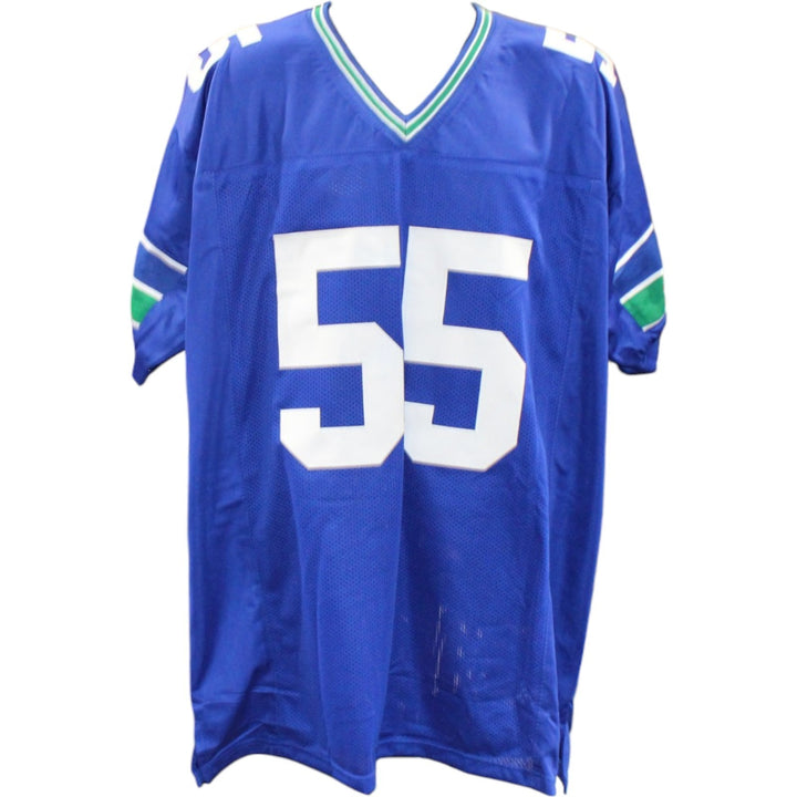 Brian Bosworth Autographed/Signed Pro Style Blue XL Jersey Beckett Witness 57918
