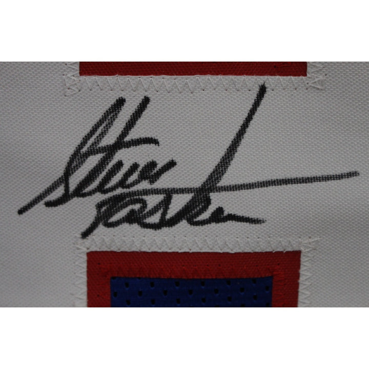 Steve Tasker Autographed Pro Style Size XL Blue Jersey Beckett Witness 50909