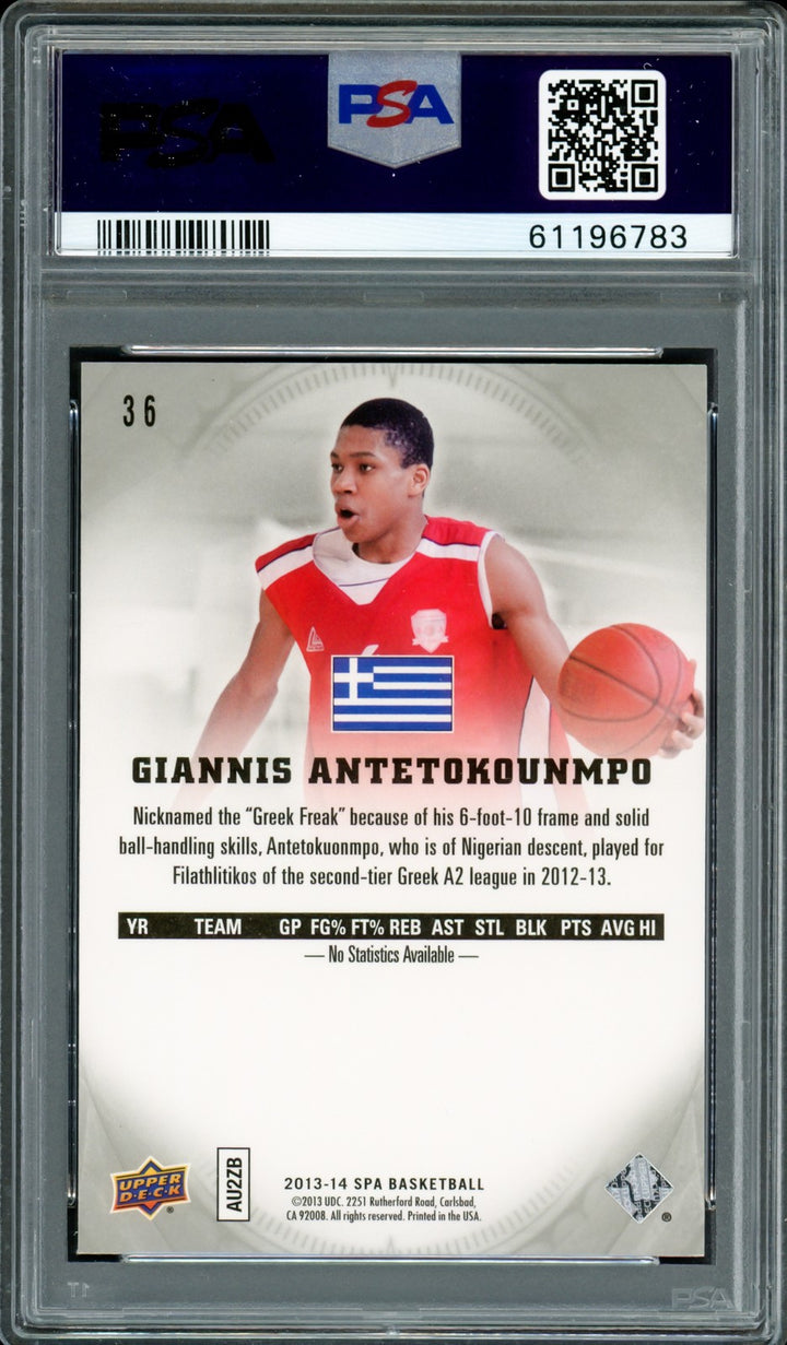 Giannis Antetokounmpo Signed 2013 SP Authentic RC 36 Bucks PSA 10 Sig 9 PSA/DNA