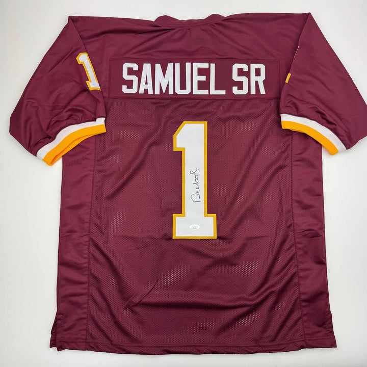 Autographed/Signed Deebo Samuel Washington Burgundy Football Jersey JSA COA