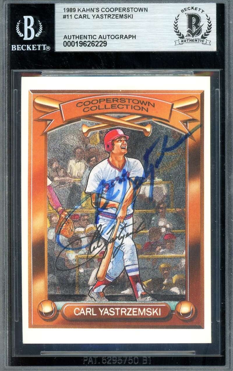 Carl Yastrzemski Beckett BAS Signed 1989 Kahn's Cooperstown Autograph