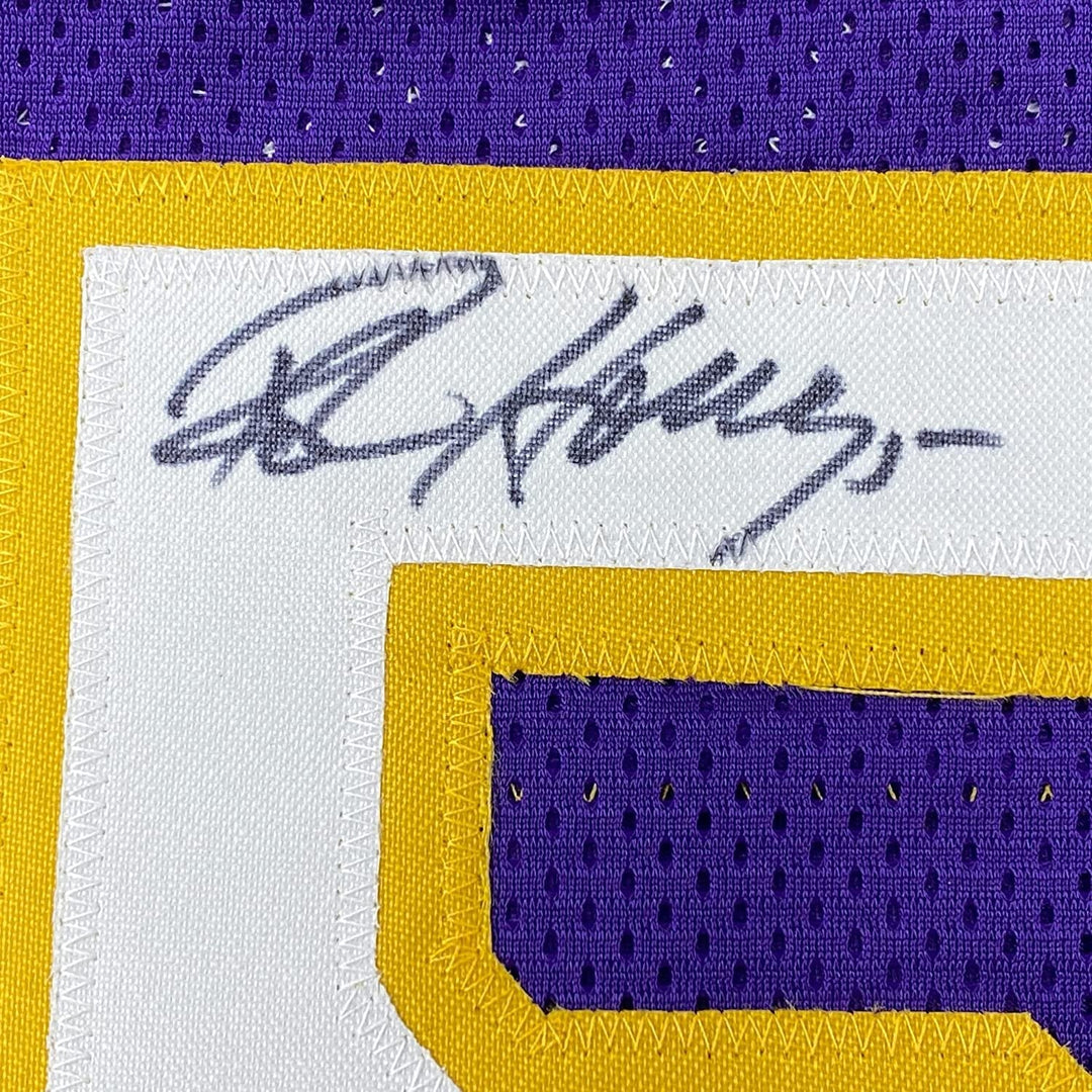 Framed Signed Robert Horry 35x39 Los Angeles Purple Jersey PSA COA