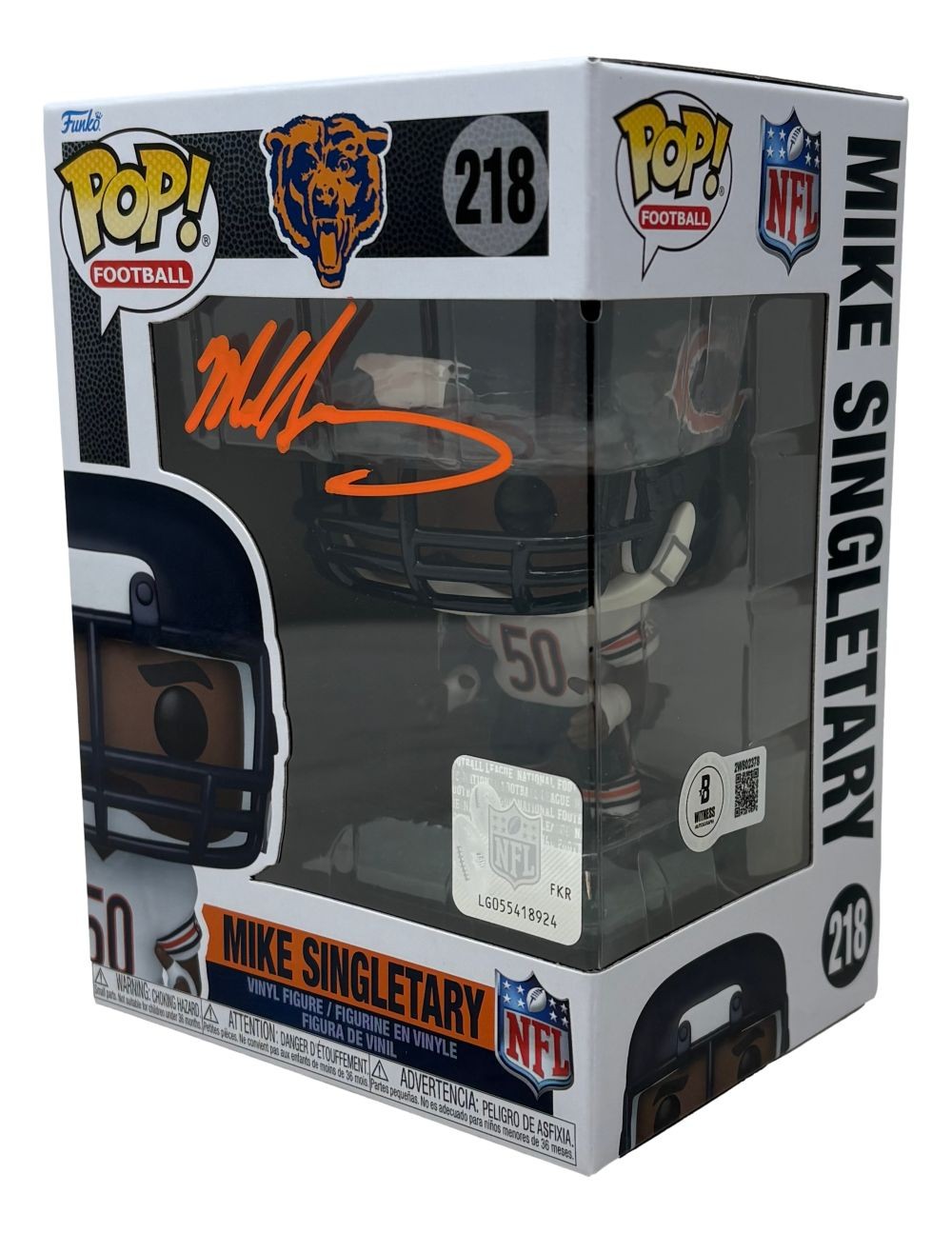 Mike Singletary Signed Chicago Bears Funko Pop #218 BAS