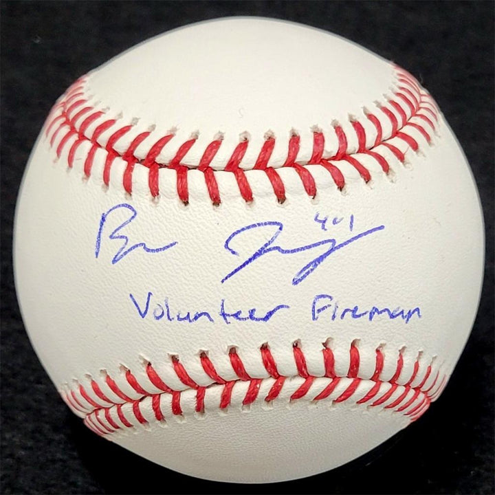 Ben Joyce signed "Volunteer Fireman" MLB Baseball Angels autograph ~ BAS Beckett