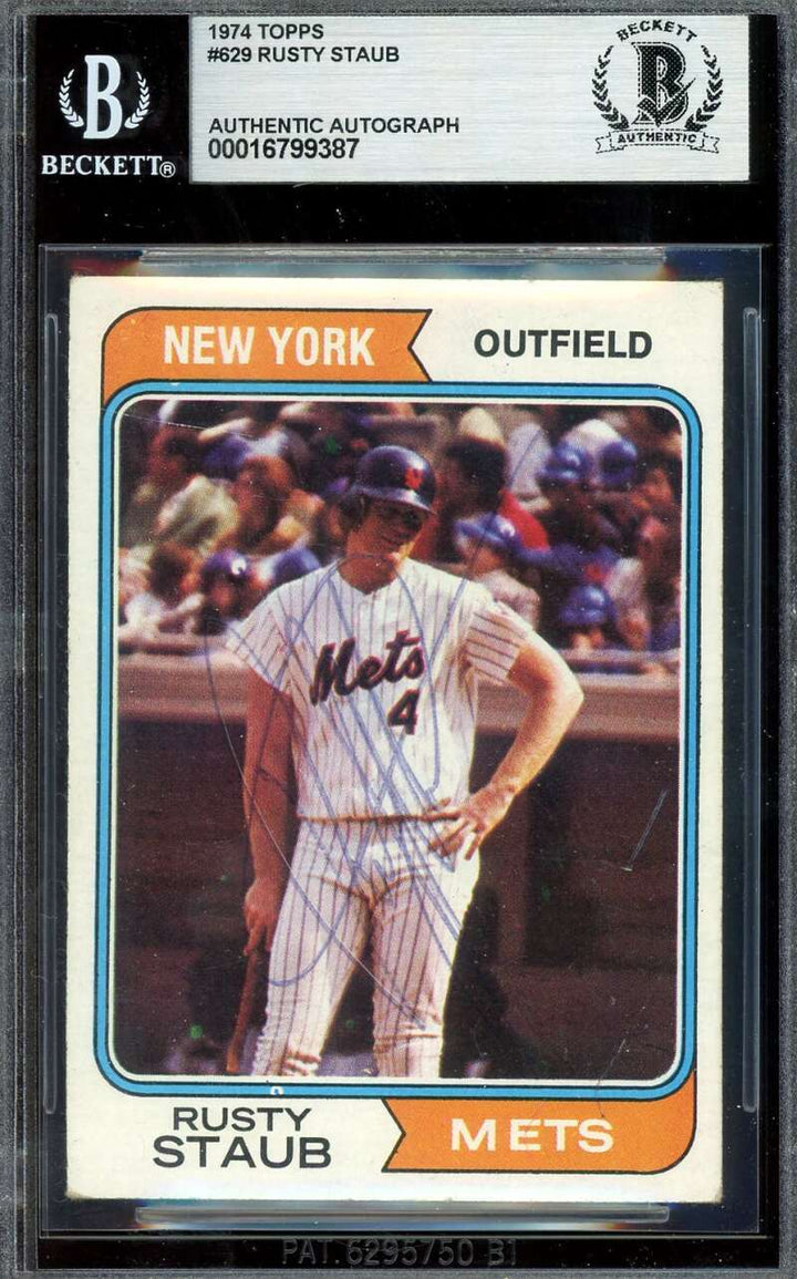 Rusty Staub Beckett BAS Vintage Signed 1974 Topps Autographed