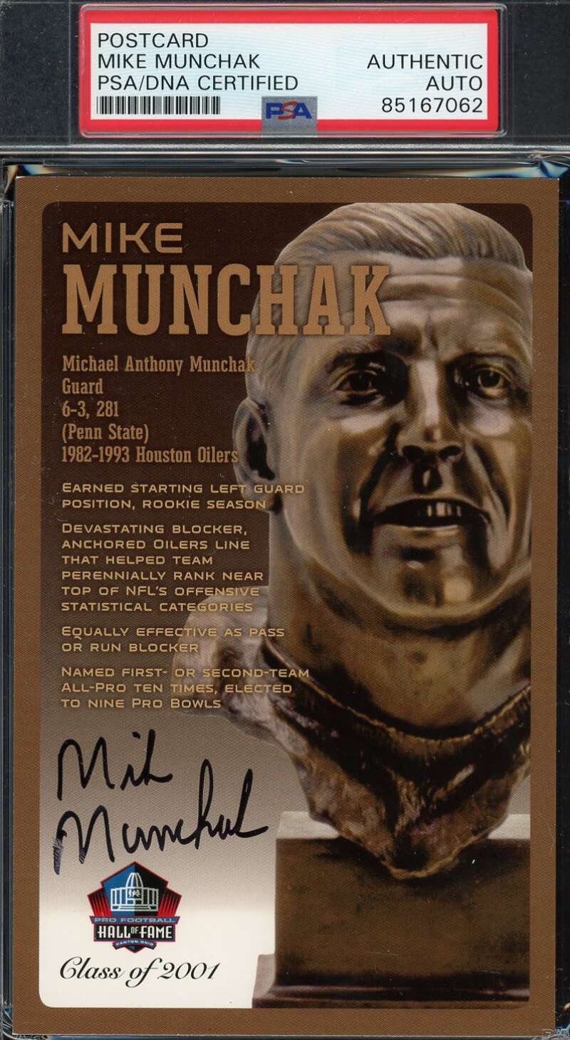 Mike Munchak PSA DNA Signed Hall of Fame Bronze Bust Postcard /150 Autograph