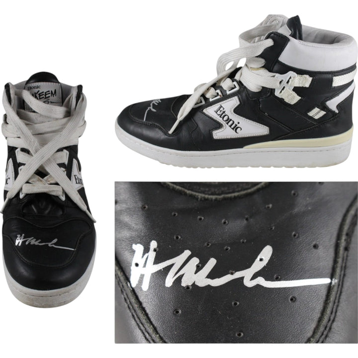 Hakeem Olajuwon Signed Houston Rockets Etonic Black Sz 12 L Shoe Beckett 49249