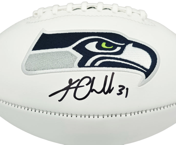 Kam Chancellor Signed White Seattle Seahawks Logo Football Beckett Witness