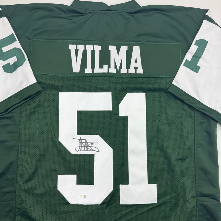 Autographed/Signed Jonathan Vilma New York Green Football Jersey JSA COA
