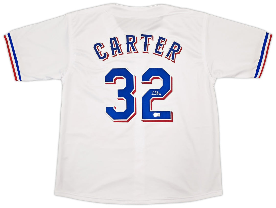 Texas Rangers Evan Carter Signed White Jersey Beckett Witness