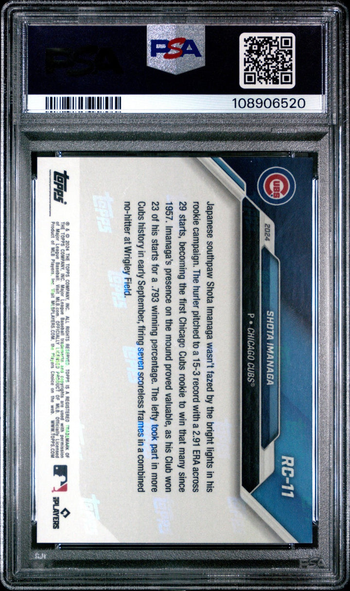 Graded 2024 Topps Now Shota Imanaga #RC11 Rookie Cup Set Card PSA 10