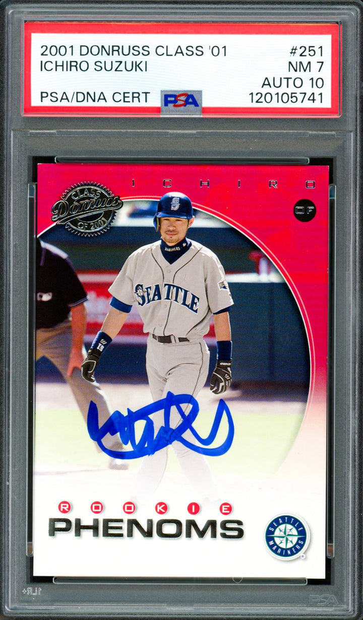 Ichiro Suzuki Auto 2001 Donruss Class 01 RC 251 PSA 7 Sig 10 #36/625 PSA/DNA