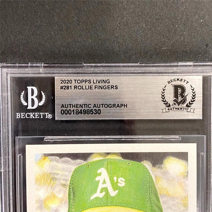 Rollie Fingers signed 2020 Topps Living Set card #281 auto A's 530 Beckett BAS