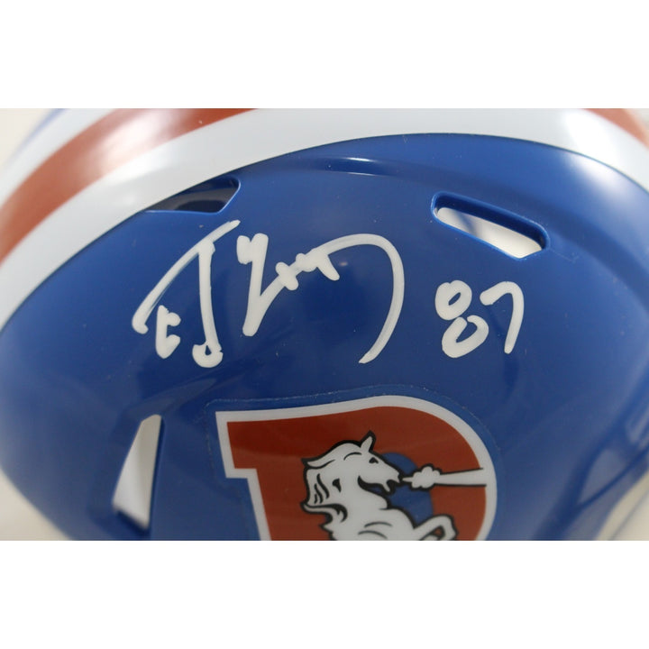 Ed McCaffrey Autographed Denver Broncos TB 75-96 Mini Helmet Beckett WIT 56380