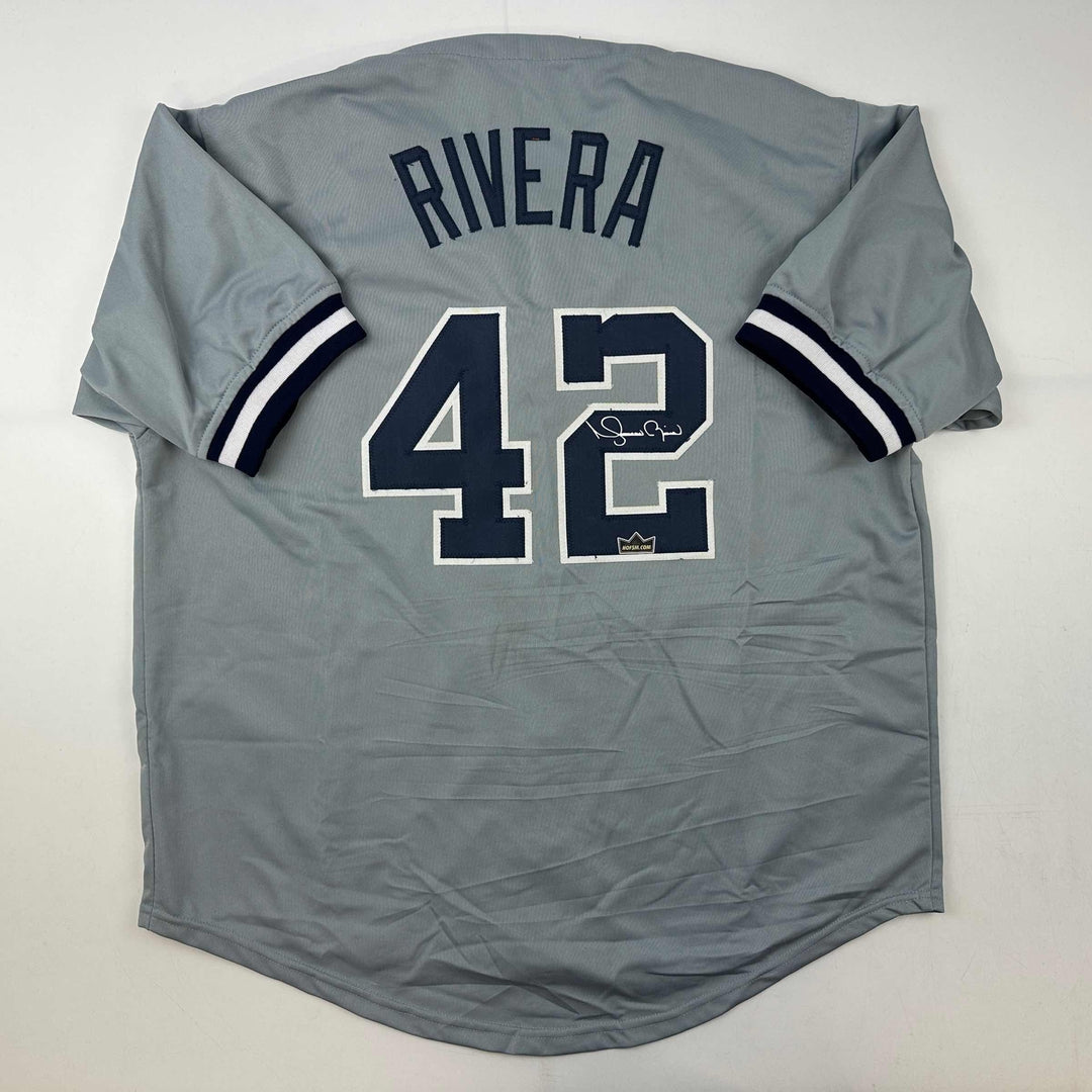 Facsimile Autographed Mariano Rivera New York Grey Reprint Jersey Size Men's XL