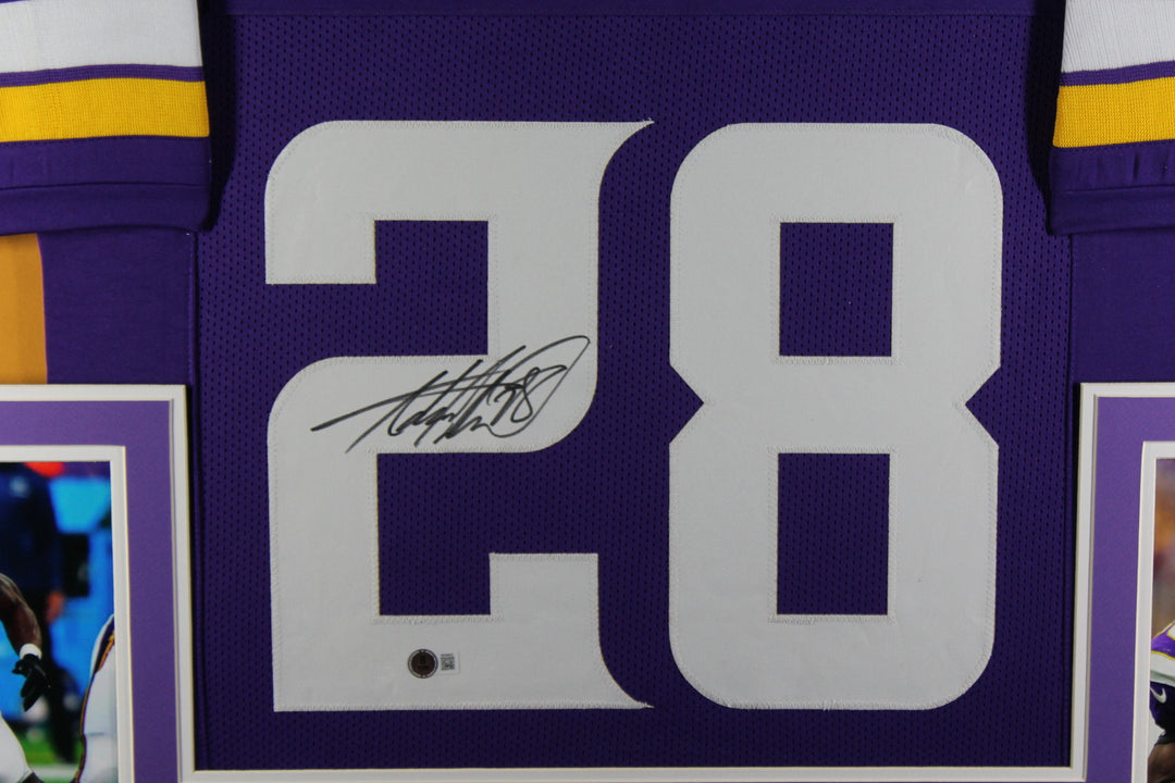 Adrian Peterson Autographed Pro Style Purple Framed Jersey 35x43 Beckett 44605