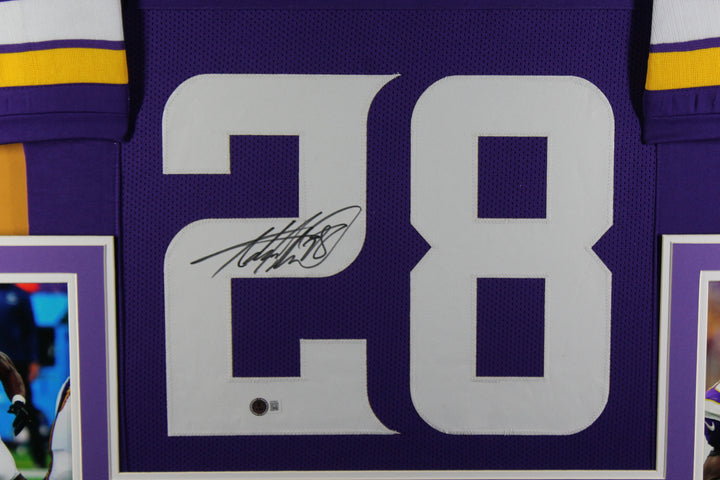 Adrian Peterson Autographed Pro Style Purple Framed Jersey 35x43 Beckett 44605