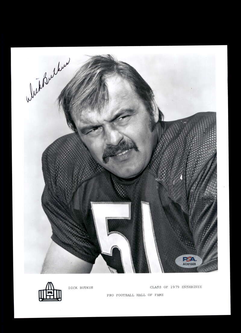 Dick Butkus PSA DNA Signed 8x10 Photograph Bears Autographed