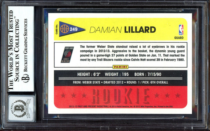 Damian Lillard Auto Signed 2012-13 Panini Past & Present RC 249 Sig 10 Beckett