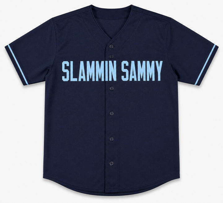 Chicago Cubs Sammy Sosa Signed Dark Blue Jersey 'Slammin Sammy' Beckett Witness