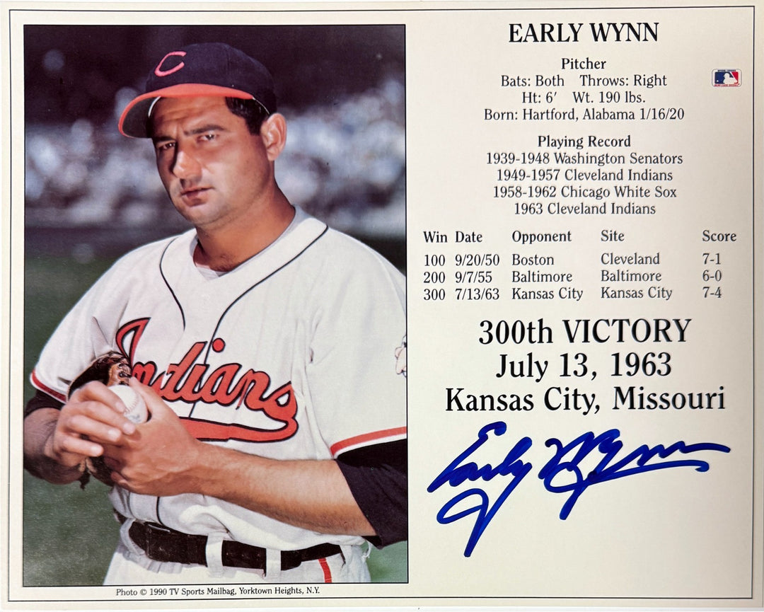 Early Wynn signed Cleveland MLB 300th Victory 8x10 Photo/Card- COA/Ticket/HOF