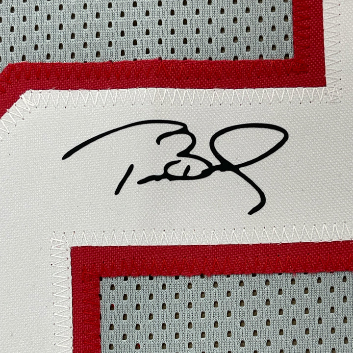 Framed Facsimile Autographed Tom Brady 33x42 Tampa Bay Grey Reprint Auto Jersey