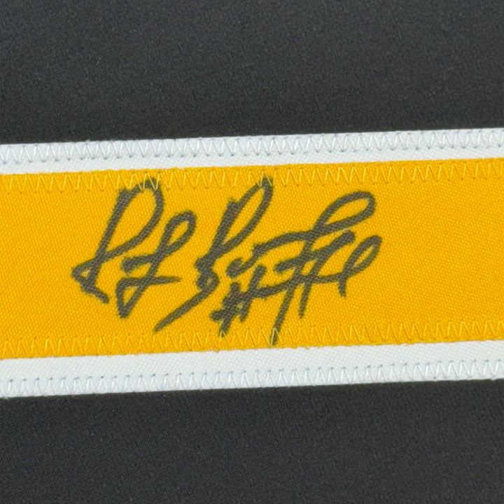 Framed Autographed/Signed Ray Bourque 35x39 Boston Black Jersey JSA COA