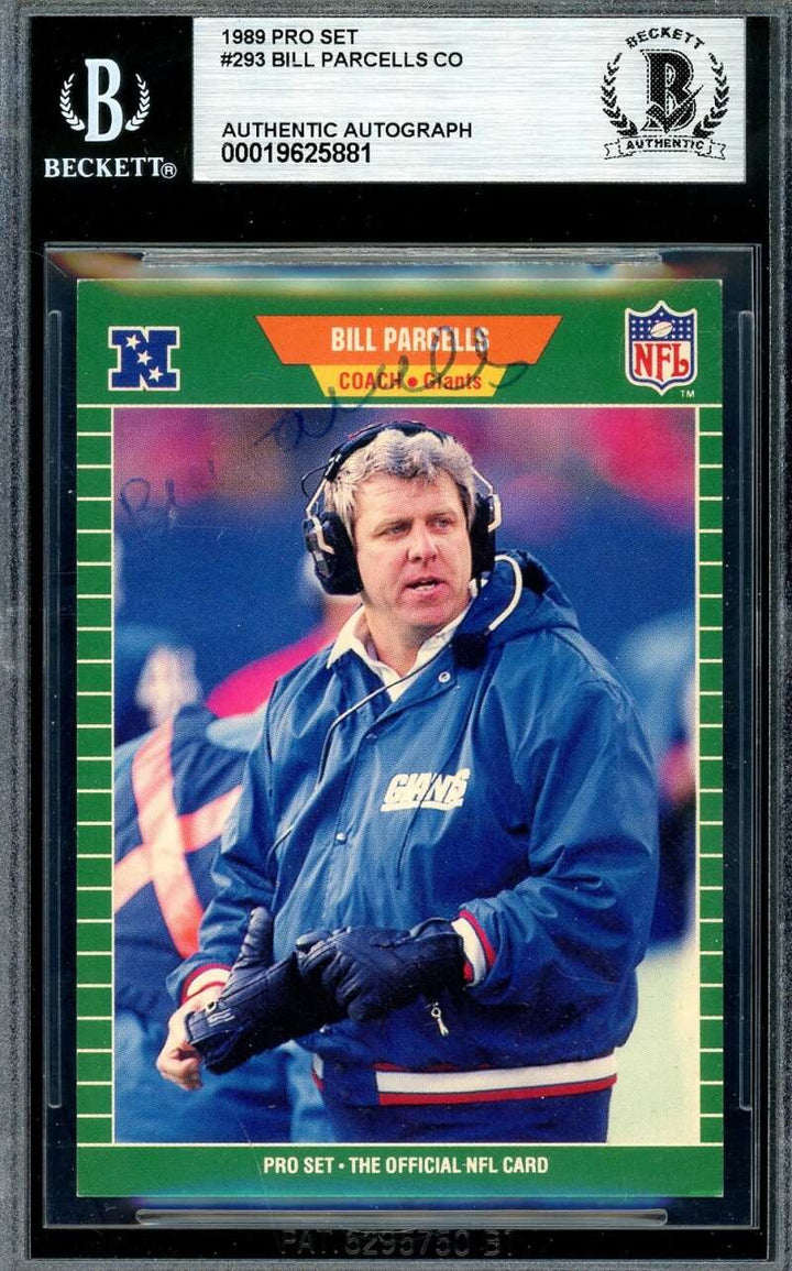 Bill Parcells Beckett BAS Signed 1989 Pro Set Rookie Autograph