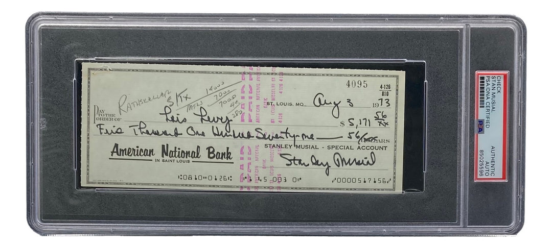 Stan Musial St. Louis Cardinals Signed  Bank Check PSA/DNA 85025596