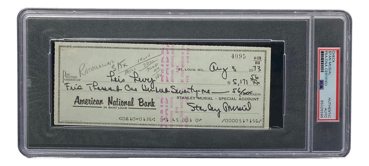 Stan Musial St. Louis Cardinals Signed  Bank Check PSA/DNA 85025596