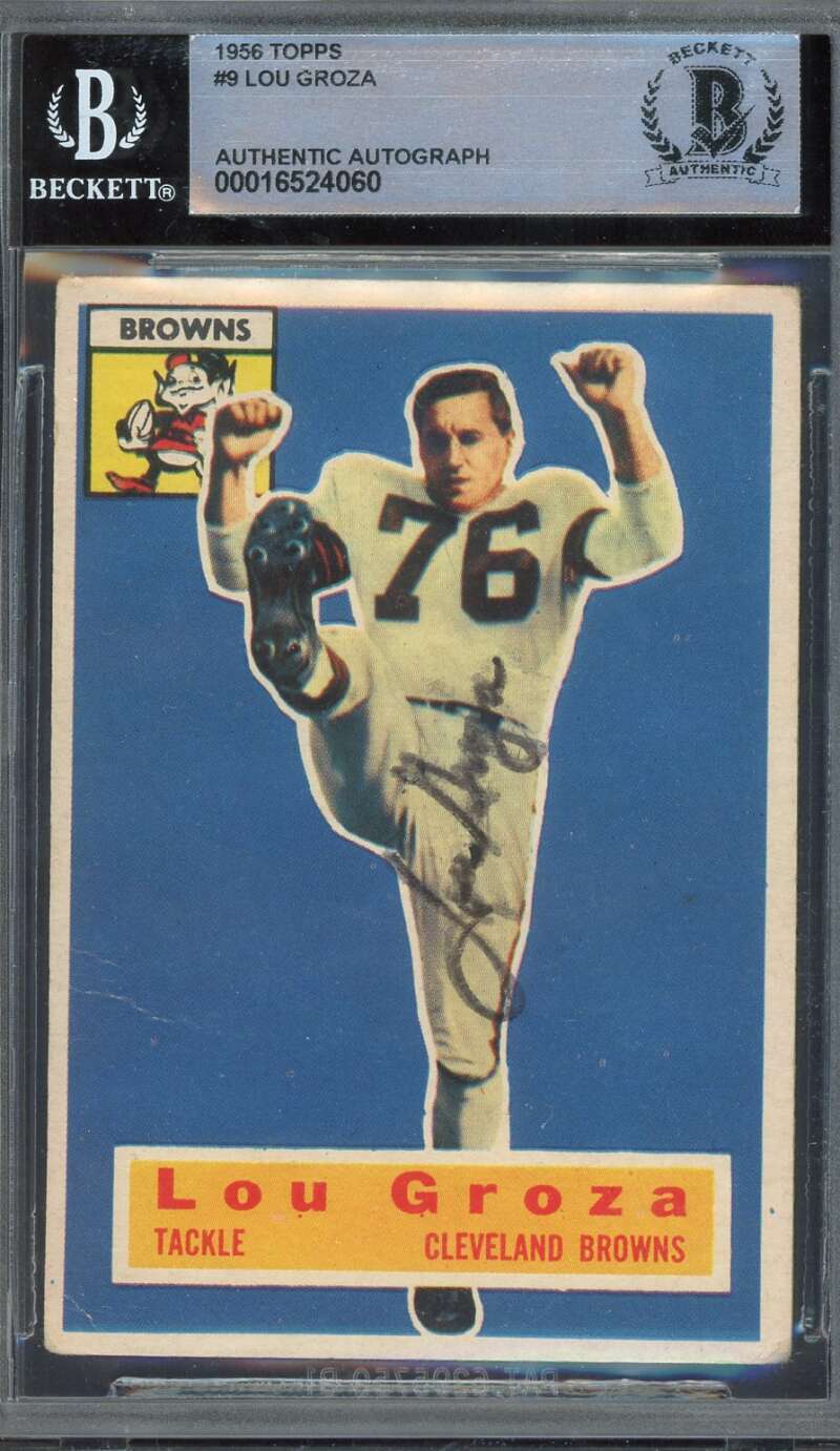 Lou Groza Beckett BAS Signed 1956 Topps Autograph