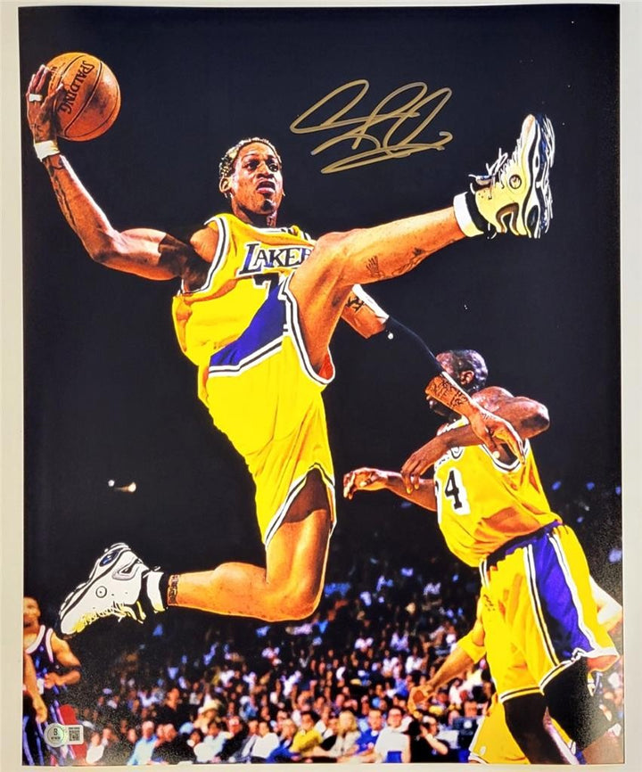 Dennis Rodman signed Lakers 16x20 photo autograph w/ Shaq ~ Beckett BAS Witness