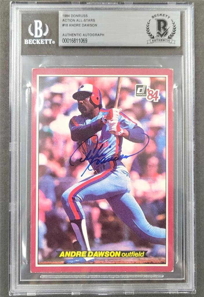 1984 Donruss Action All-Stars #18 Andre Dawson signed card autograph Beckett BAS